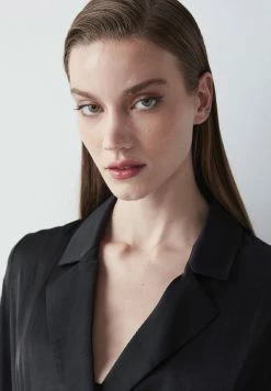 Ipekyol Regular Fit Adjustable Waist Double-Breasted Collar Coat - Halflange Jas - Black -ONLY shop 9f3b4a7b7668477cb42e96810e2e00a6