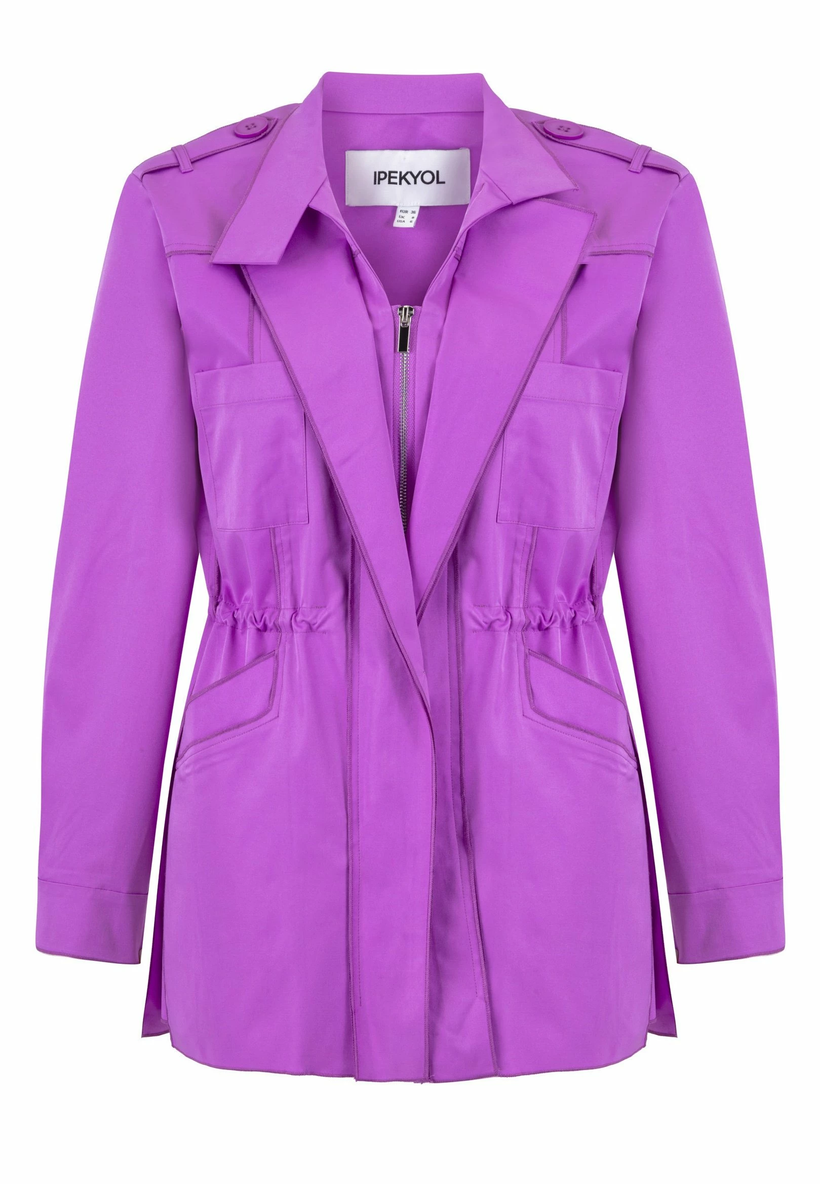 Ipekyol Regular Fit Stand-Up Collar Coat With Accentuated Waist - Parka - Pink 9 Ipekyol Regular Fit Stand-Up Collar Coat With Accentuated Waist - Parka - Pink - Afbeelding 7