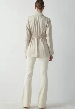 Ipekyol Regular Fit Adjustable Waist Double-Breasted Collar Coat - Halflange Jas - Natural -ONLY shop ab36404d2c6440ac9b73ffbe17a1af1a