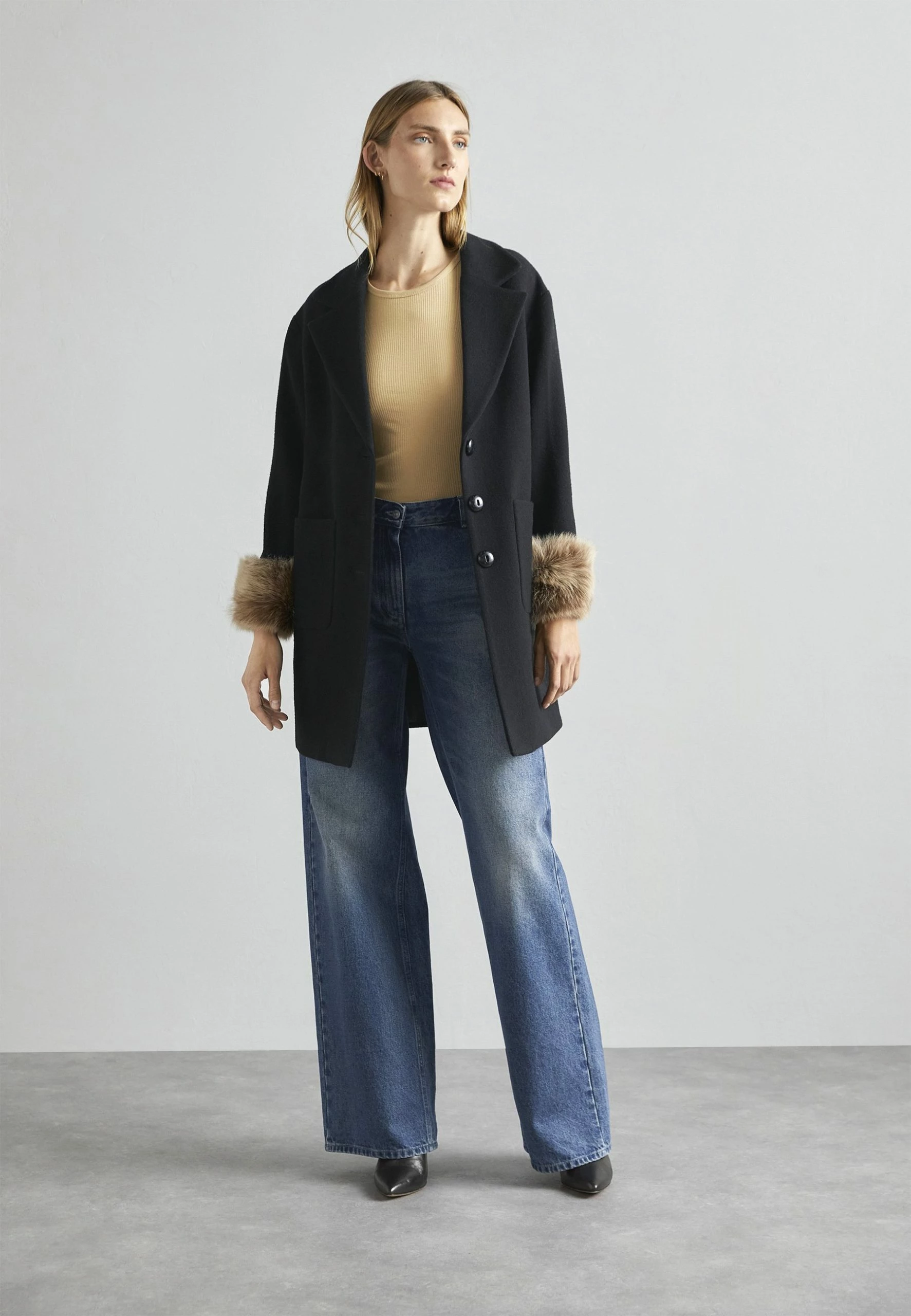 Maggi Car Coat Short With Cuffs - Halflange Jas - Black/Honey 4 Maggi Car Coat Short With Cuffs - Halflange Jas - Black/Honey - Afbeelding 2