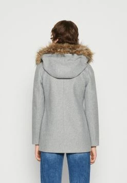 ONLY Onlnewerica Hood Coat - Halflange Jas - Medium Grey Melange -ONLY shop ad9bd40288de4d7296552fe604557cfc