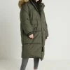 Ladies Oversize Puffer Coat - Winterjas - Darkolive/Beige -ONLY shop afd9150fcfce4bdaa42c88587db36f32