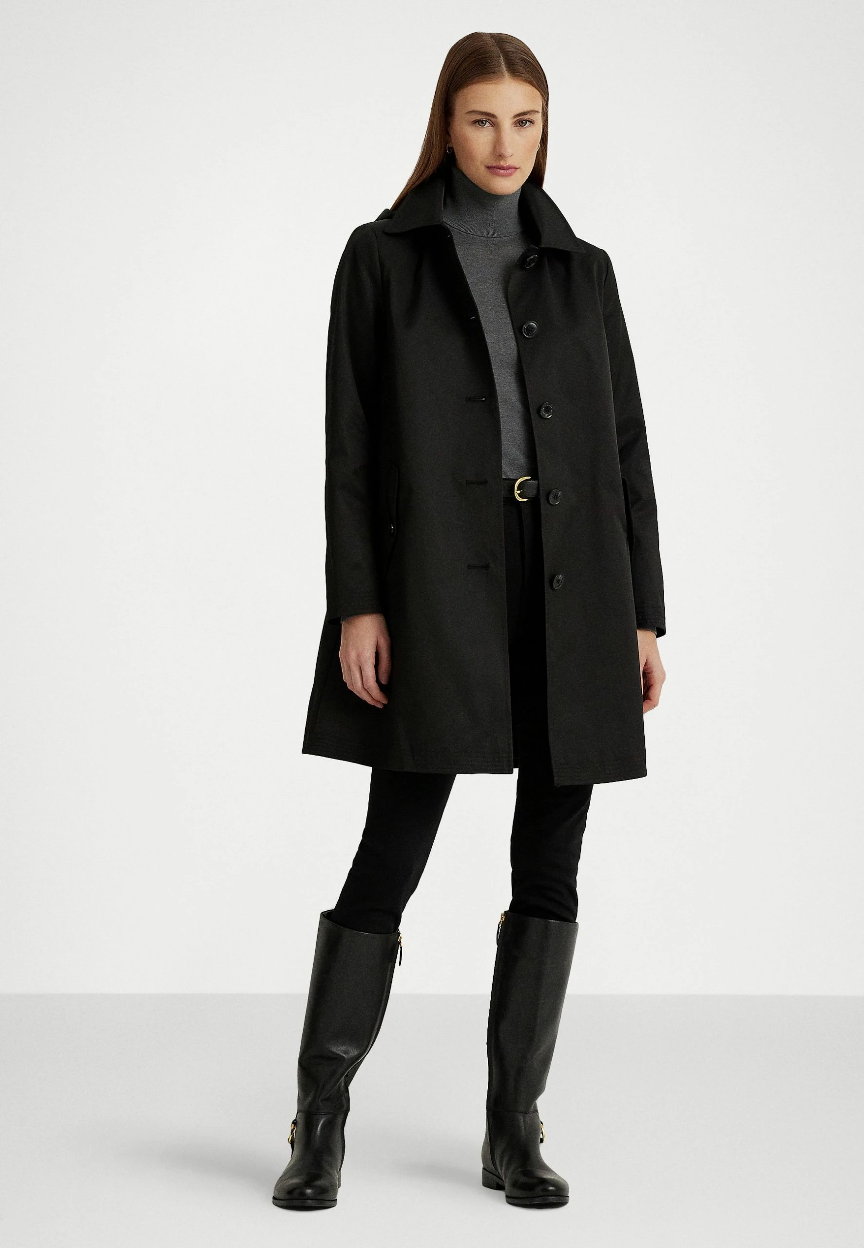 Hooded Lined Coat - Halflange Jas - Black 4 Hooded Lined Coat - Halflange Jas - Black - Afbeelding 2