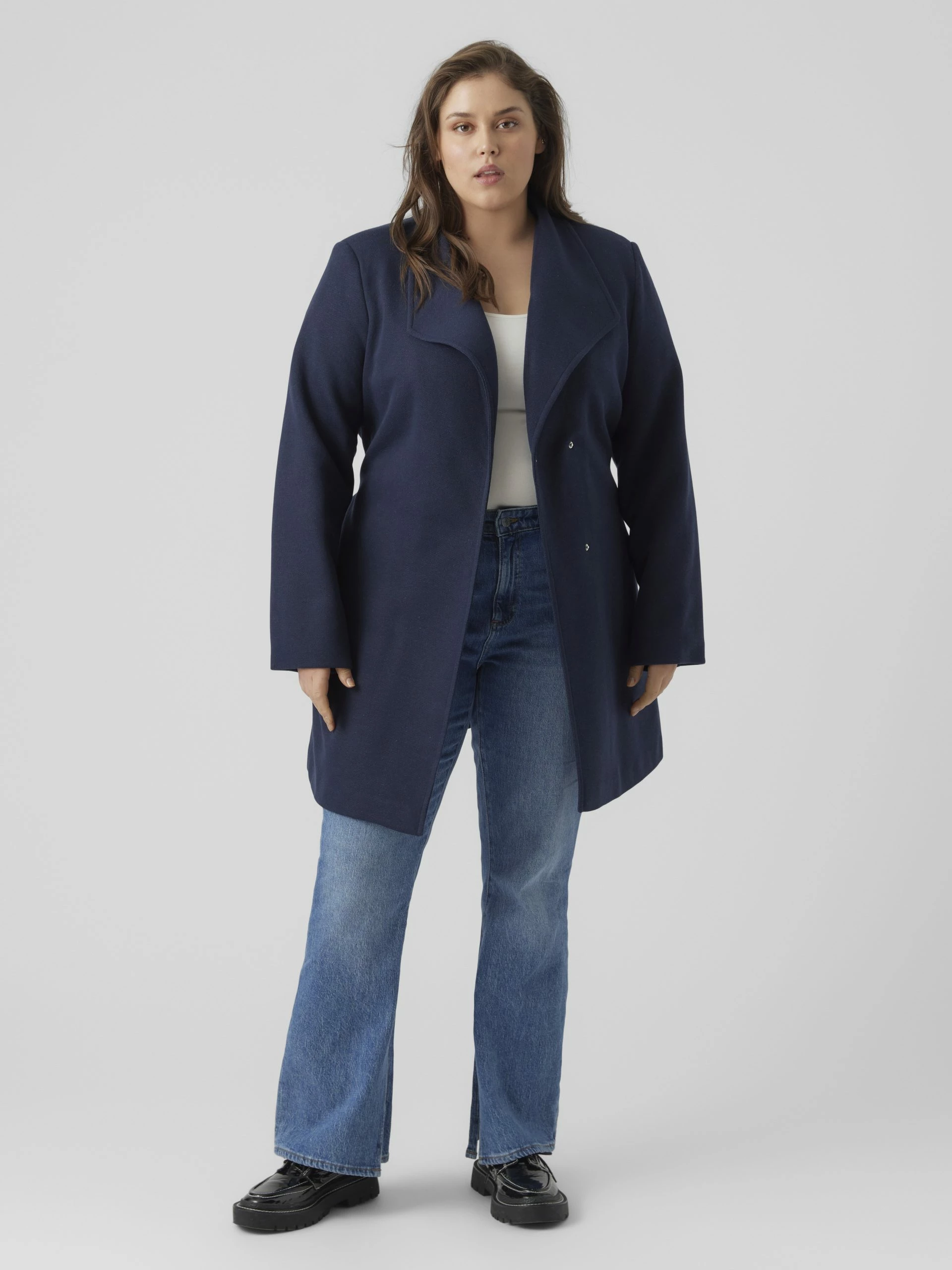 Vero Moda Curve Vmverodonavivian Coat Curve - Mantel - Navy Blazer 4 Vero Moda Curve Vmverodonavivian Coat Curve - Mantel - Navy Blazer - Afbeelding 2