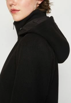 ONLY Onlnewerica Hood Coat - Halflange Jas - Black -ONLY shop b74ad8ea9cfe43af909b4f1f7cd18a69