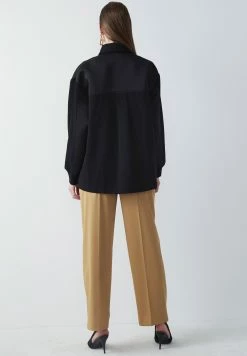 Ipekyol Oversize Technical Fabric And Knit Mix Coat - Halflange Jas - Black -ONLY shop ba30bb05993b46b7a5804a40fd826e97