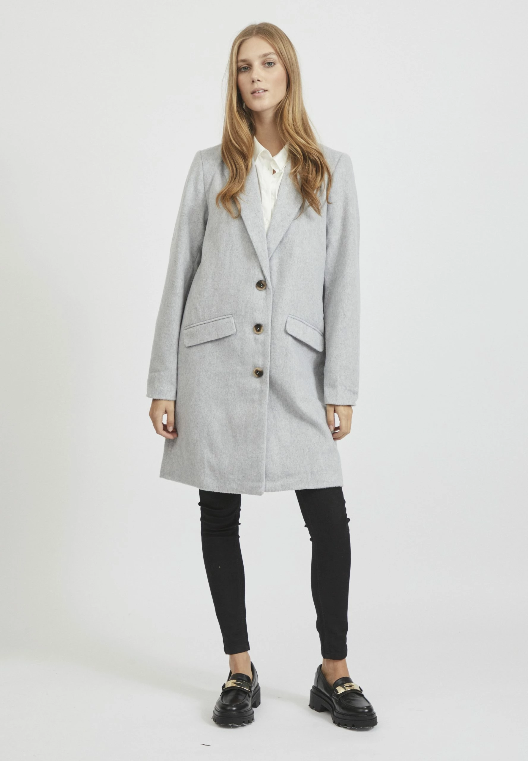 Vila Vileovita Coat - Mantel - Light Grey Melange 4 Vila Vileovita Coat - Mantel - Light Grey Melange - Afbeelding 2