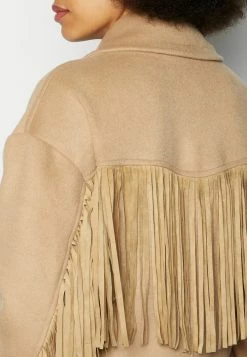 COLOURFUL REBEL Koko Fringe Coat - Mantel - Camel -ONLY shop bf055a151000427a8ad5d891d8341810