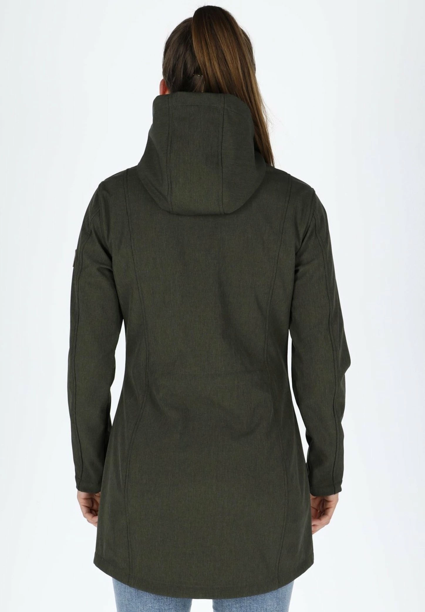 Softshell Coat W - Halflange Jas - Olive Melange 4 Softshell Coat W - Halflange Jas - Olive Melange - Afbeelding 2