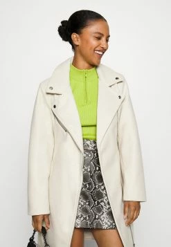 Vero Moda Petite Vmpop Biker Coat - Mantel - Oatmeal Melange -ONLY shop d1226bdd22774a199a73df5573153d92