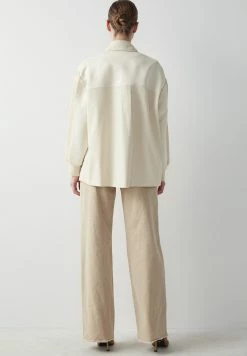 Ipekyol Oversize Technical Fabric And Knit Mix Coat - Halflange Jas - Natural -ONLY shop d129eda3e4bb44c1a6b2c755915159d4