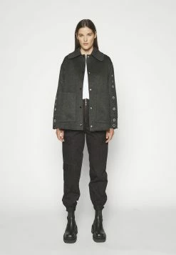 Sandro Oversize Double Face Coat With Eyelet - Halflange Jas - Gris Foncé -ONLY shop d1788a61fcc14b19a7e93c77ce13ac00