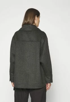 Sandro Oversize Double Face Coat With Eyelet - Halflange Jas - Gris Foncé -ONLY shop d8624e8f782446959d317fa3838013ec