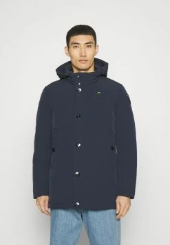 Blauer Long Jacket Coat Detachable Hoodie - Gewatteerde Jas - Blue