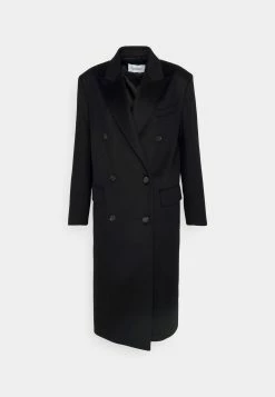 Calvin Klein Melton Double Breasted Coat - Mantel - Black -ONLY shop db01689d2eba4f948c041c86c40132cd