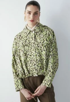 Ipekyol Relaxed Fit Patterned Adjustable Waist Coat - Lichte Jas - L Green