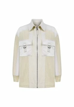 Ipekyol Oversize Technical Fabric And Knit Mix Coat - Halflange Jas - Natural -ONLY shop dd63203837ae49aa9a91bc079178aea5