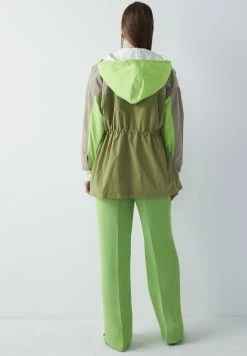 Ipekyol Relaxed Fit Colorblock Adjustable Waist Coat - Parka - Green -ONLY shop dd9c7dfa0f004808876a8fa5cba3fd99