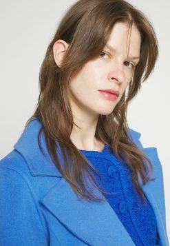 MICHAEL Michael Kors Belted Wrap Style Face Coat - Mantel - Blue -ONLY shop e1df8c942ac74efc8d45c17d3c20e389