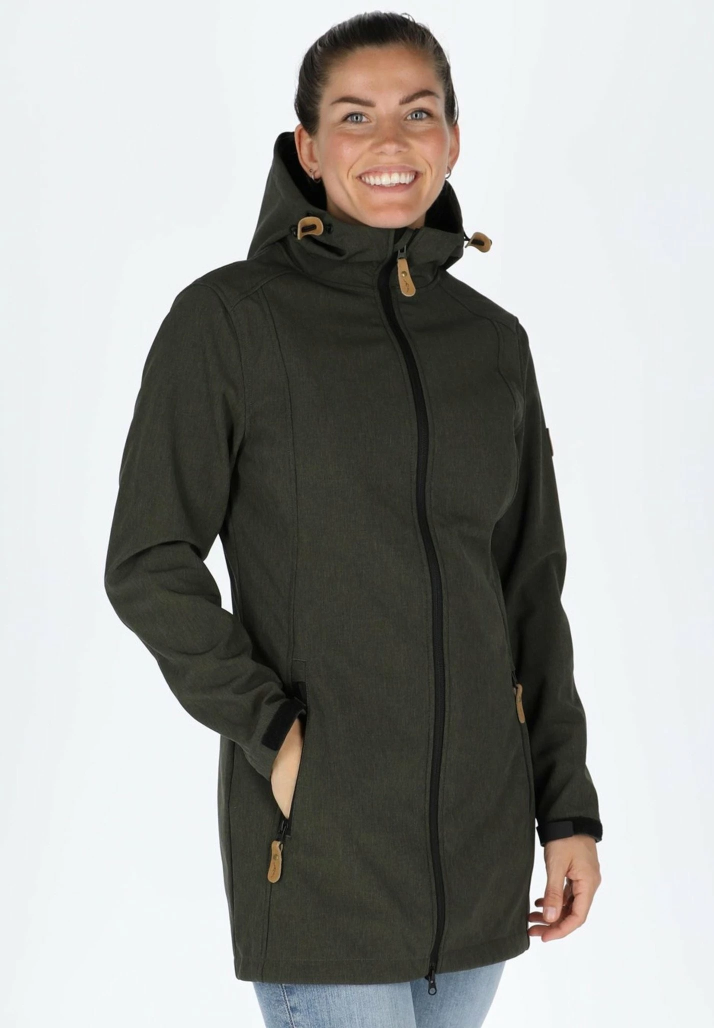Softshell Coat W - Halflange Jas - Olive Melange 9 Softshell Coat W - Halflange Jas - Olive Melange - Afbeelding 7