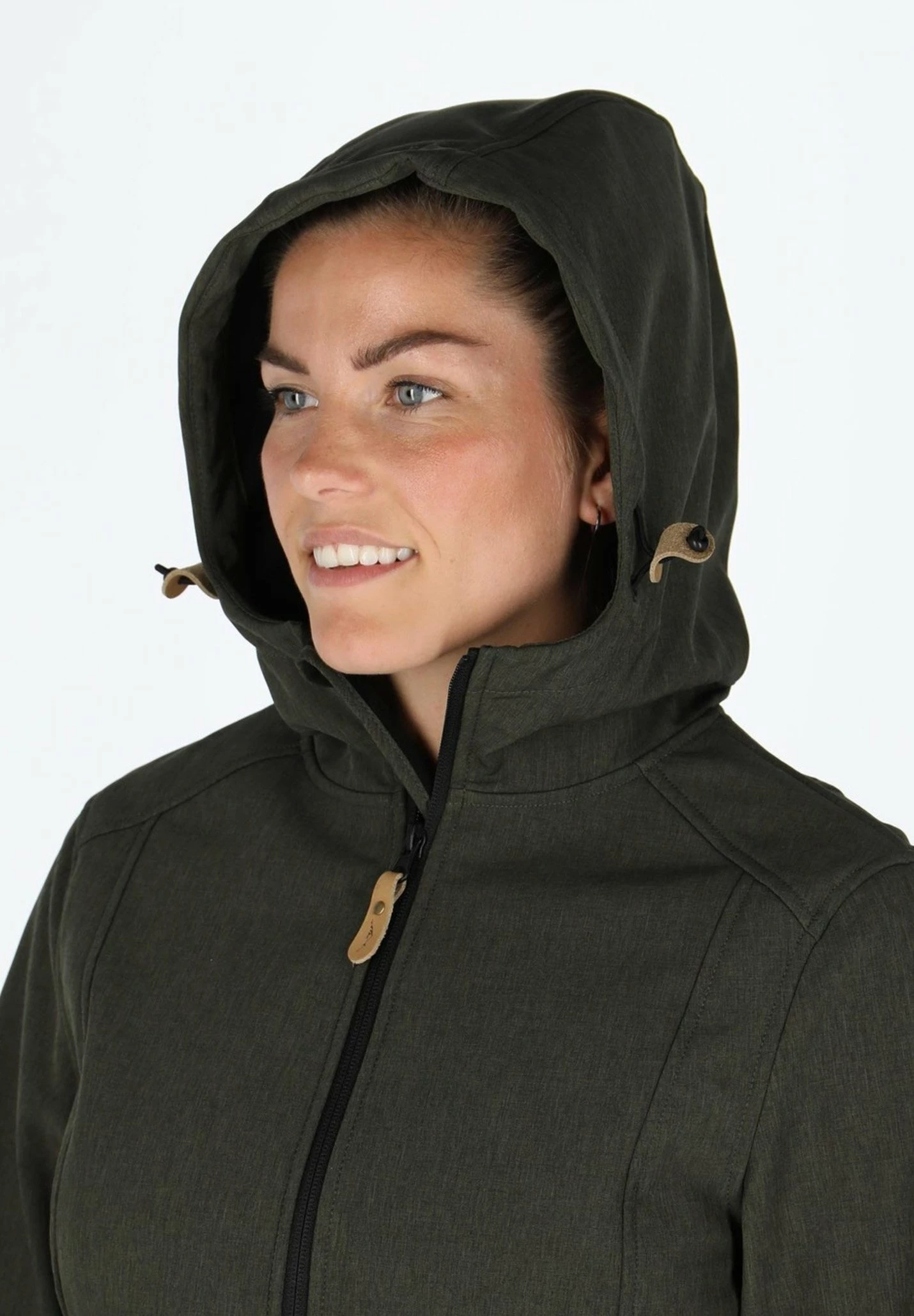 Softshell Coat W - Halflange Jas - Olive Melange 5 Softshell Coat W - Halflange Jas - Olive Melange - Afbeelding 3