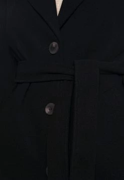 Vila Vipoko Long Belt Coat - Mantel - Black -ONLY shop e8658f3f57434f63b143e583b071462e