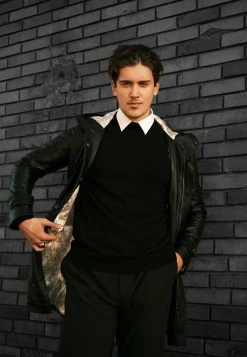 Hooded Leather Coat - Trenchcoat - Black -ONLY shop eb724833b65646dba79790ac2dba4e0e