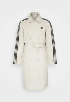 Adidas Originals 3 Stripe Coat Unisex - Trenchcoat - Beige -ONLY shop ef31e809e97e4c0a9b8a3e7f6e18737e