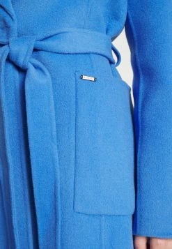 MICHAEL Michael Kors Belted Wrap Style Face Coat - Mantel - Blue -ONLY shop f54a0377a9e84db885fe4ee6206d77f9